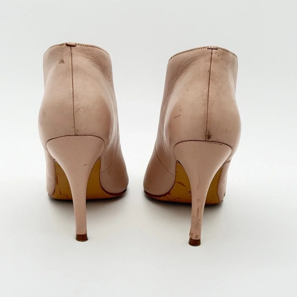 Halogen Blush Pink Leather Peep Toe Ankle Booties‎ Heels Women's 6.5M